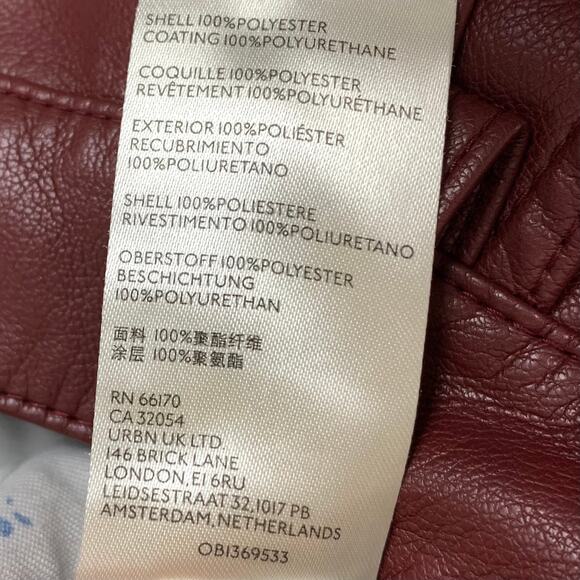 Anthropologie Pilcro The Breaker Faux Leather Pants Burgundy Red Crop Size 28 - Picture 8 of 14